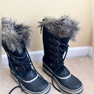 Sorel Women Joan Of Arctic Boots Black Suede 8.0